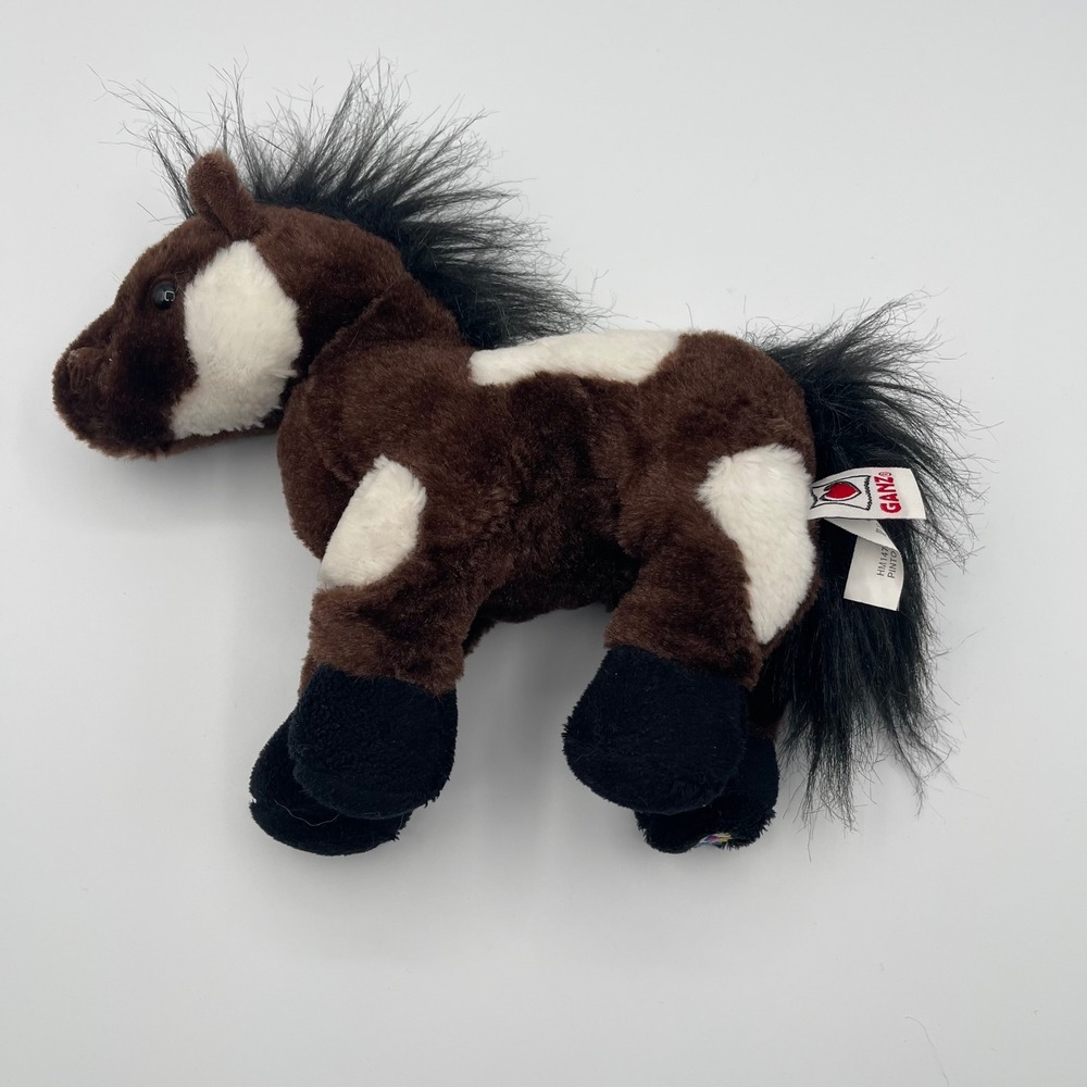 Ganz Webkinz Pinto Horse Brown White Spotted Plush Stuffed Animal HM147 9.5 Inch